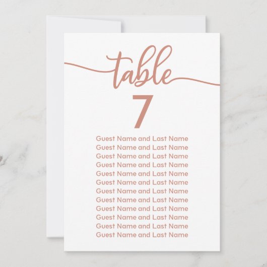 Bruiloft Gast Zitplaatsen Roos Gouden Kalligrafie Kaart (Voorkant)