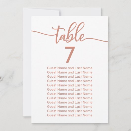 Bruiloft Gast Zitplaatsen Roos Gouden Kalligrafie Kaart (Achterkant)