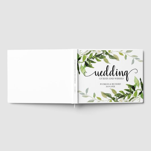 Bruiloft gasten en wensen Elegant groen Gastenboek (Volledig)