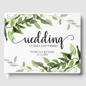 Bruiloft gasten en wensen Elegant groen Gastenboek (Voorkant)