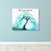 Bruiloft Gastenboek Alternatief Blauwe Boom van he Canvas Afdruk (Insitu (Houten vloer))