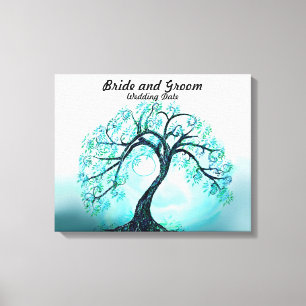 Bruiloft Gastenboek Alternatief Blauwe Boom van he Canvas Afdruk