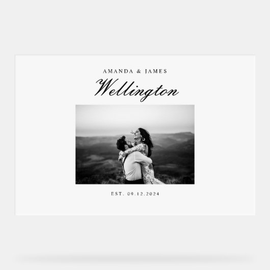 Bruiloft Gastenboek Alternatief Elegante Foto Acryl Bord (Voorkant)