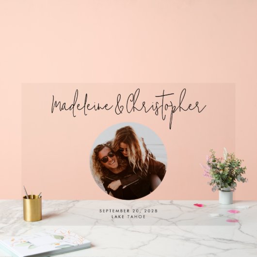 Bruiloft Gastenboek Alternatief Script Foto Acryl Bord (Huwelijk)