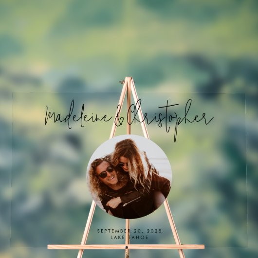 Bruiloft Gastenboek Alternatief Script Foto Acryl Bord (Neutraal)