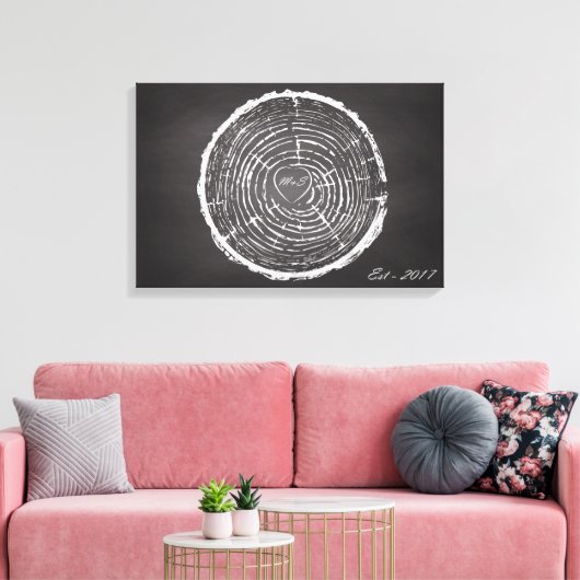Bruiloft Gastenboek Alternatief - Tree Rings Canva Canvas Afdruk (Insitu (Woonkamer))