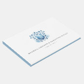 Bruiloft Gastenboek Blauw Monogrammed Crest (Hoek)
