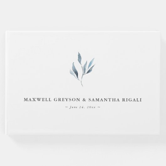 Bruiloft Gastenboek Dusty Blue Botanicals (Voorkant)