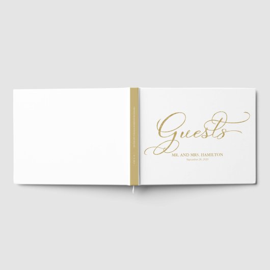 Bruiloft Gastenboek Elegant Gouden Folie Script (Volledig)