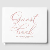 Bruiloft Gastenboek Elegant Roos Gouden Kalligrafi (Voorkant)