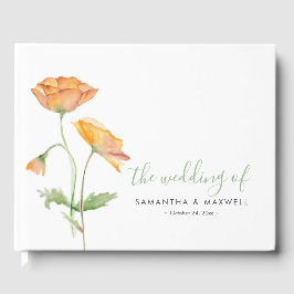 Bruiloft Gastenboek Elegante Bloemen Waterverf