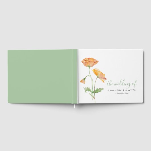 Bruiloft Gastenboek Elegante Bloemen Waterverf (Volledig)