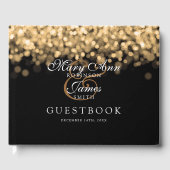 Bruiloft Gastenboek Elegante Gouden Lichten (Voorkant)