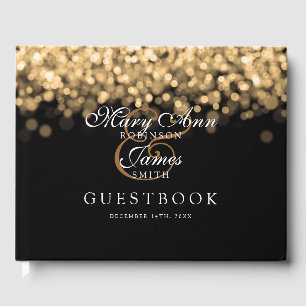 Bruiloft Gastenboek Elegante Gouden Lichten