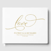 Bruiloft Gastenboek Gouden Folie Elegant Script (Voorkant)