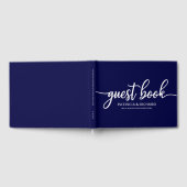 Bruiloft Gastenboek Marine Blauw Chique Kalligrafi (Volledig)