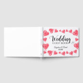 Bruiloft Gastenboek met harten, wit en rood (Volledig)