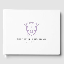 Bruiloft Gastenboek Monogram Crest Lila