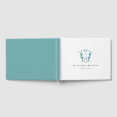 Bruiloft Gastenboek Monogram Crest Turquoise (Volledig)