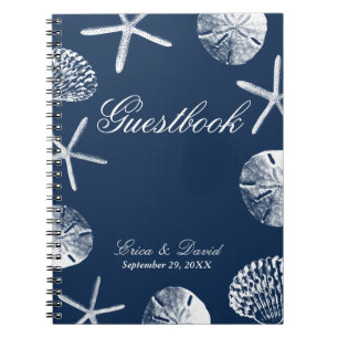 Bruiloft Gastenboek   Navy Blue Beach thema zeesch Notitieboek