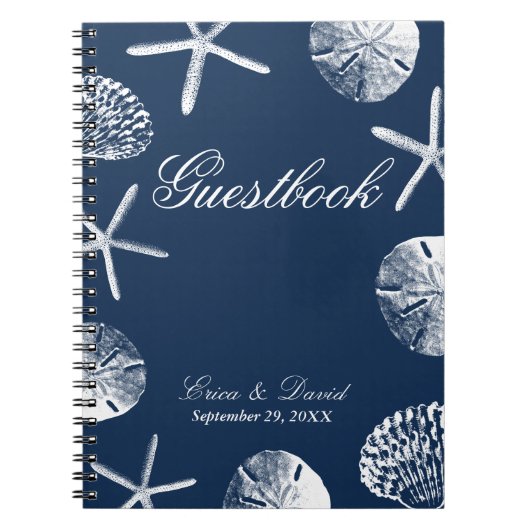 Bruiloft Gastenboek | Navy Blue Beach thema zeesch Notitieboek (Voorkant)