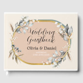 Bruiloft Gastenboek Neutrals Katoenen Perzikblader (Voorkant)