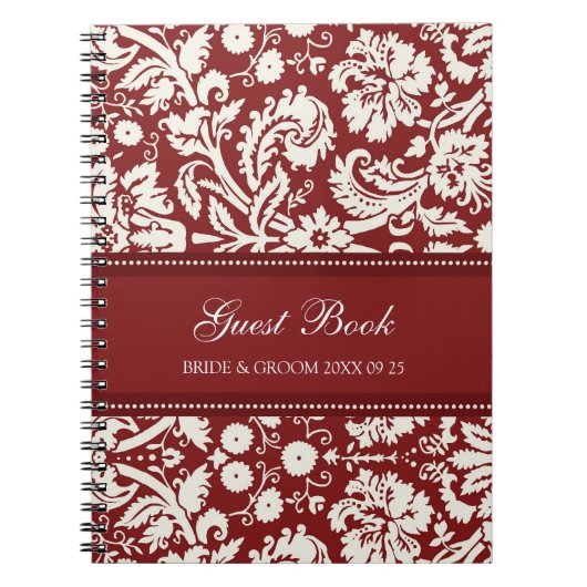 Bruiloft Gastenboek Red Damask Notitieboek (Voorkant)