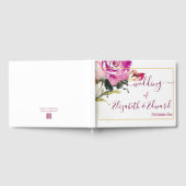 Bruiloft Gastenboek - Roze Rose Aquarel Goud (Volledig)