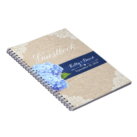 Bruiloft Gastenboek | Rustieke Hydrangea Kant & Bu Notitieboek (Rechterzijde)