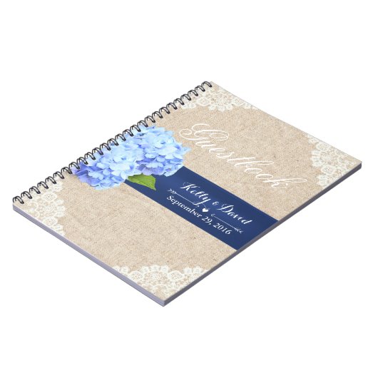 Bruiloft Gastenboek | Rustieke Hydrangea Kant & Bu Notitieboek (Linkerzijde)