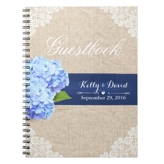 Bruiloft Gastenboek | Rustieke Hydrangea Kant & Bu Notitieboek (Voorkant)