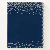 Bruiloft Gastenboek Silver Glitter Confetti Navy Notitieboek (Achterkant)