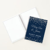 Bruiloft Gastenboek Silver Glitter Confetti Navy Notitieboek (Binnen)