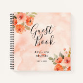 Bruiloft Gastenboek Sinaasappel Waterverf Bloemen Notitieboek (Voorkant)