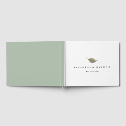 Bruiloft Gastenboek Stoffig Groen Blad (Volledig)