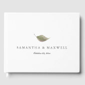 Bruiloft Gastenboek Stoffig Groen Blad (Voorkant)