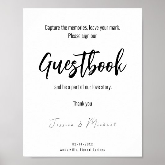 Bruiloft gastenboek teken Minimalist Elegant Poster (Voorkant)