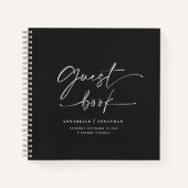 Bruiloft gastenboek zwart minimaal modern notitieboek (Voorkant)
