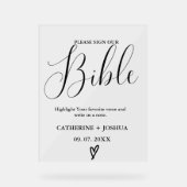 Bruiloft Gastenbord teken, bijbel gastenboek teken Acryl Bord (Voorkant)