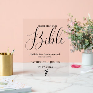 Bruiloft Gastenbord teken, bijbel gastenboek teken Acryl Bord