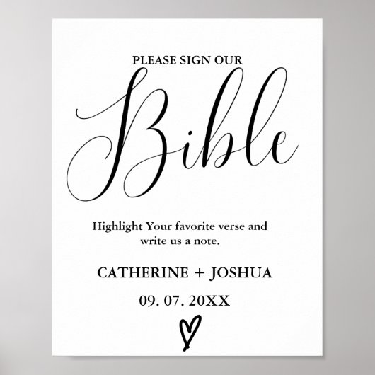Bruiloft Gastenbord teken, bijbel gastenboek teken Poster (Voorkant)