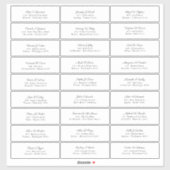 Bruiloft Gastnamen Adres Elegant Zwart Script Sticker (Vel)