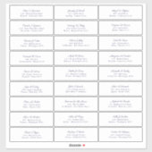 Bruiloft Gastnamen Adres Marine Blauw Script Sticker (Vel)