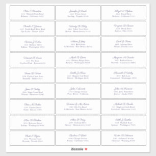 Bruiloft Gastnamen Adres Marine Blauw Script Sticker