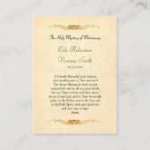 Bruiloft Gebed Kaart Orthodox Christelijk Plaatskaartje (Achterkant)