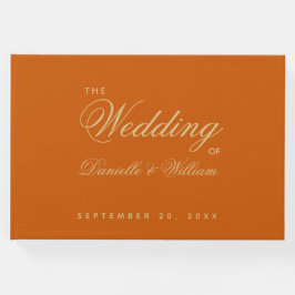 Bruiloft gebrand Sinaasappel eenvoudige kalligrafi Gastenboek