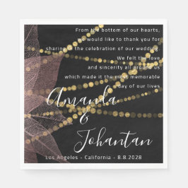 Bruiloft Gedicht Dank Bloemen Gouden Naam Roos Zwa Servet