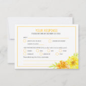 Bruiloft geel goudsbloem bloemen hand waterverf RSVP kaartje (Achterkant)