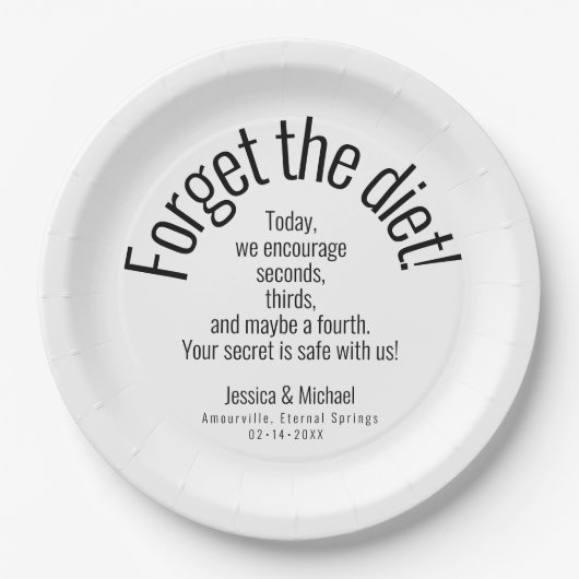 💍 bruiloft geestig minimalistisch elegant papieren bordje (Voorkant)