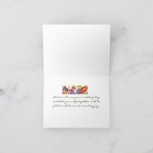 Bruiloft gefeliciteerd en beste wensen kaart (Binnen)